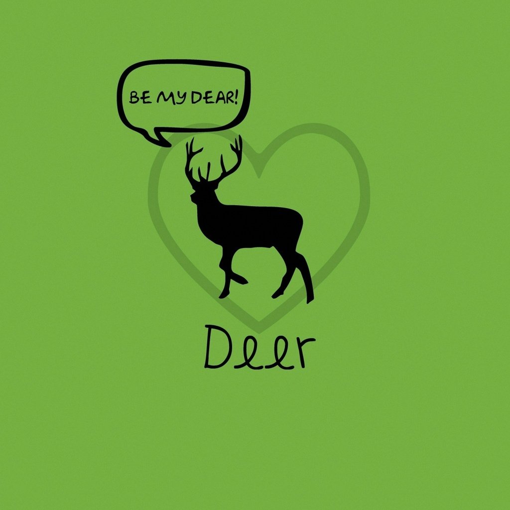 Обои зелёный, олень, любовь, игра слов, green, deer, love, word game разрешение 1920x1536 Загрузить