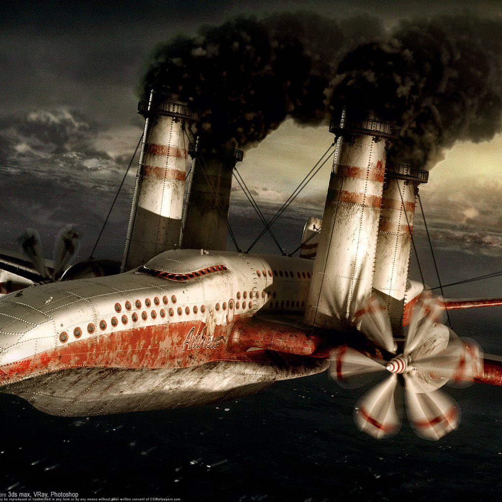 Обои самолет, дым, трубы, the plane, smoke, pipe разрешение 1920x1200 Загрузить