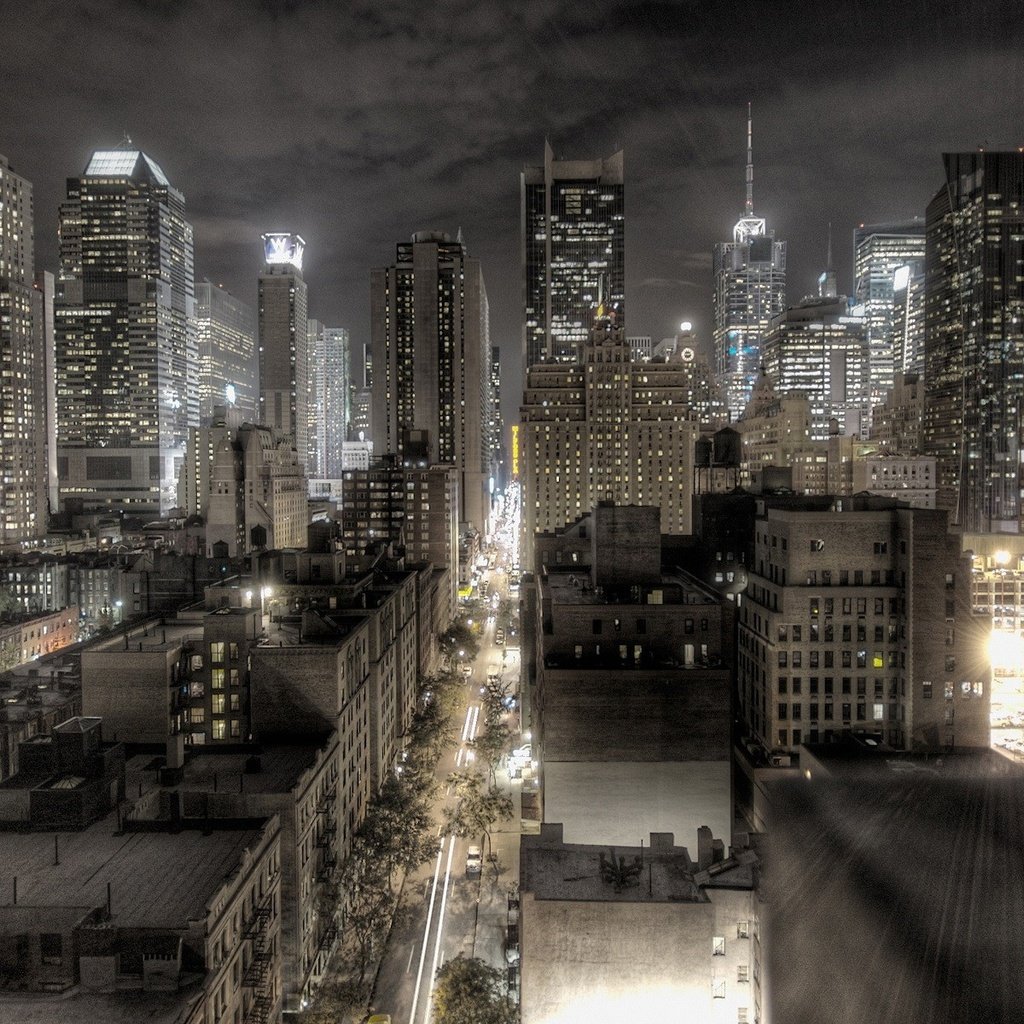 Обои ночь, архитектура, огни, здания, города, новый, вид сверху, йорк, город, небоскребы, мегаполис, нью-йорк, night, architecture, lights, building, city, new, the view from the top, york, the city, skyscrapers, megapolis, new york разрешение 1920x1200 Загрузить