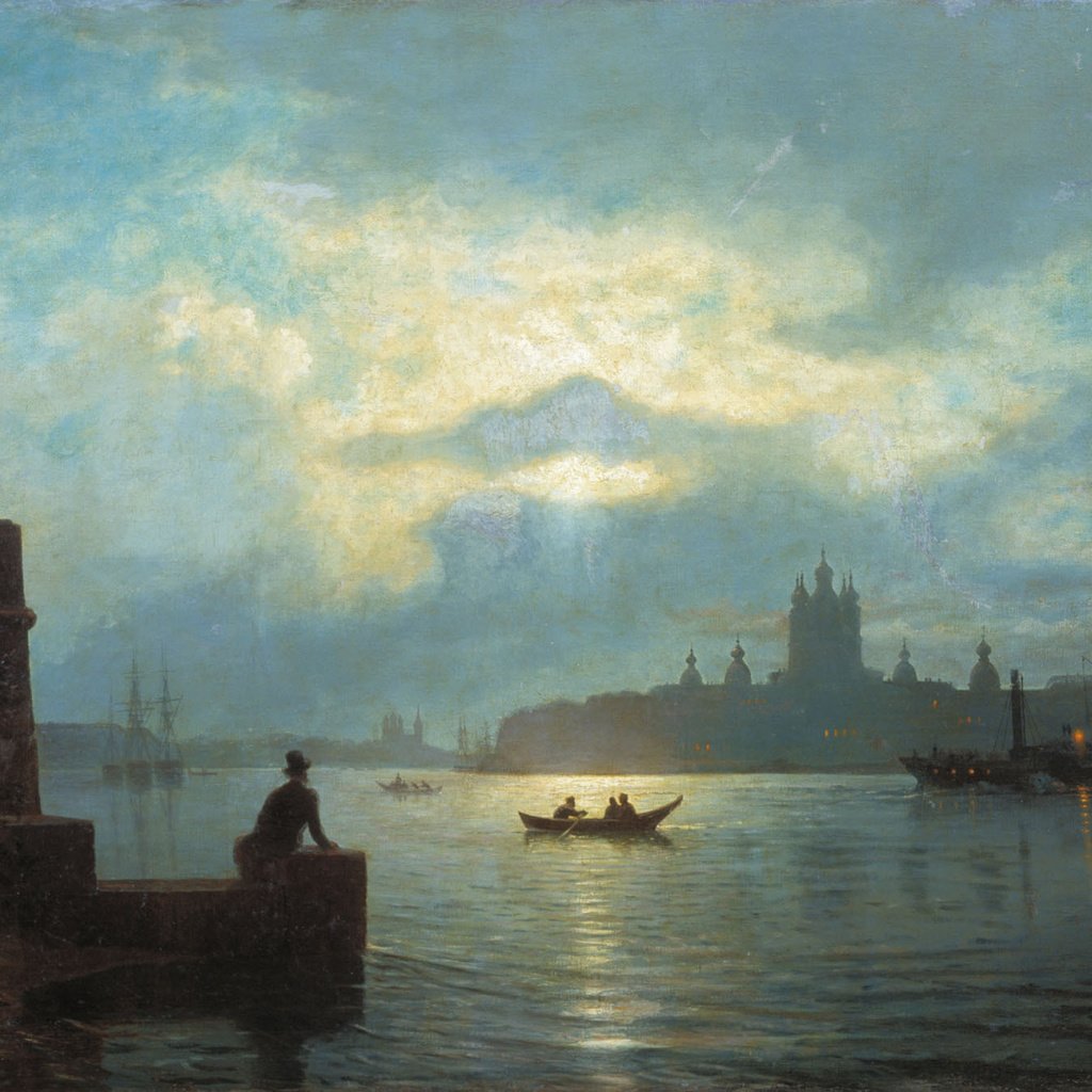 Обои картина, лагорио, лунная ночь над невой, picture, lagorio, moonlit night on the neva разрешение 2036x1350 Загрузить