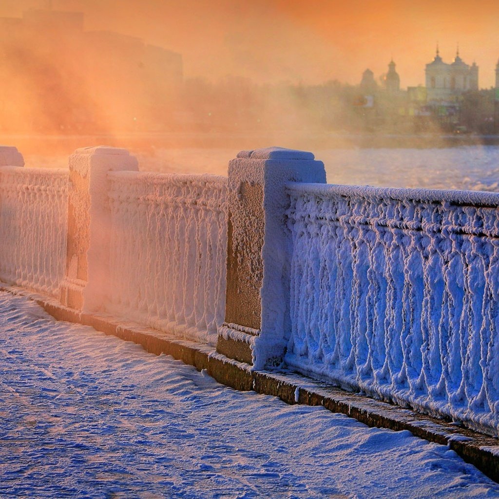 Обои снег, зима, мороз, перила, питер, snow, winter, frost, railings, peter разрешение 1920x1200 Загрузить