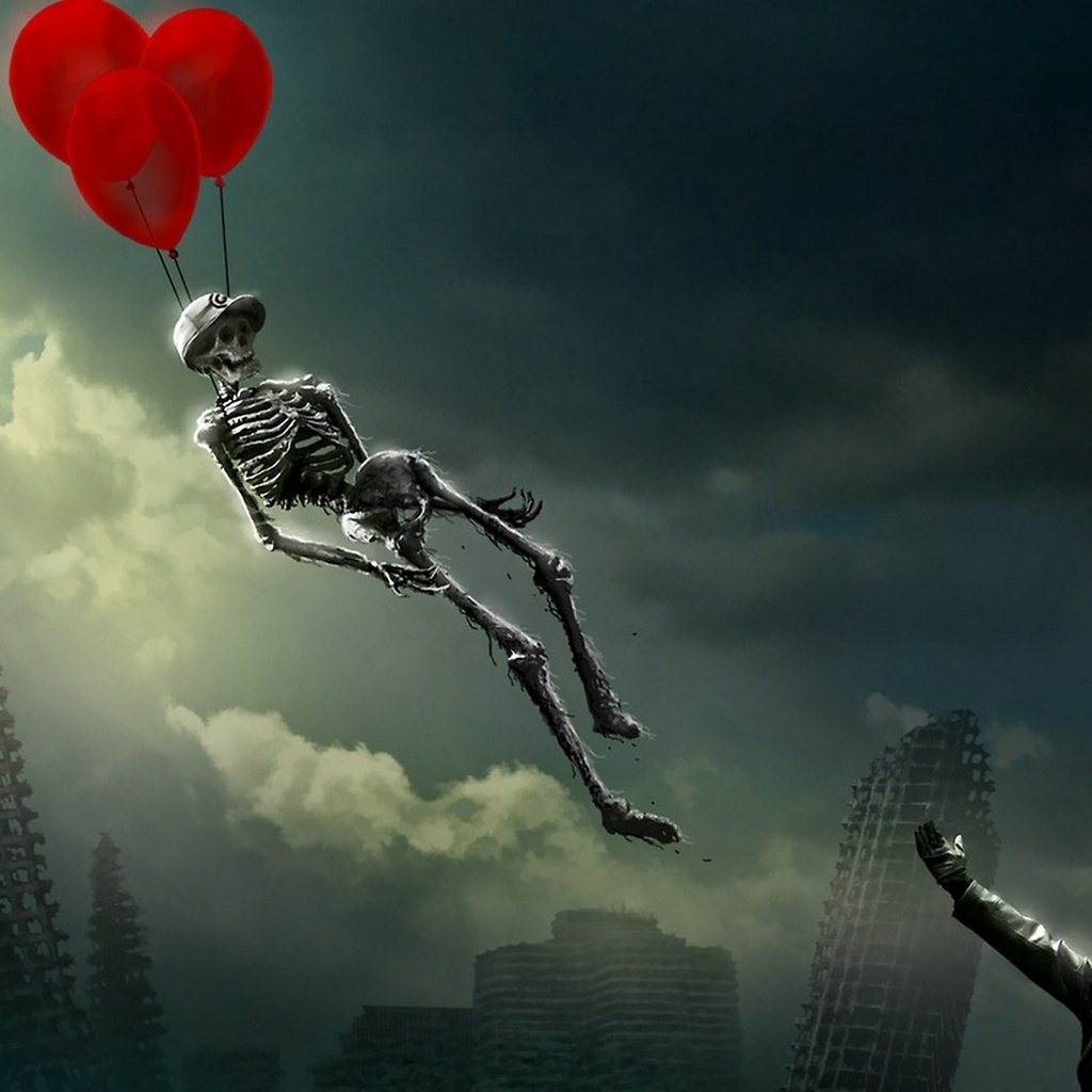 Обои скелет на воздушном шаре, skeleton balloon разрешение 2560x1440 Загрузить