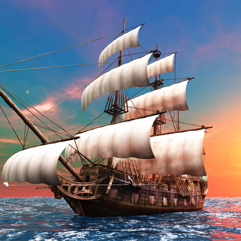 Обои корабль, парусник, океан, бриг, мачты, паруса, бушприт, ship, sailboat, the ocean, brig, mast, sails, the bowsprit разрешение 1920x1080 Загрузить