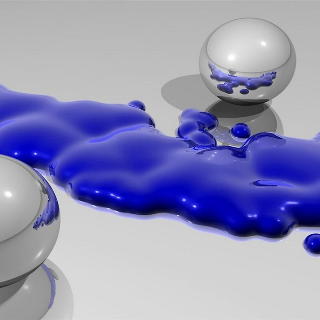 Обои синяя жидкость и шары, blue liquid and balls разрешение 1920x1080 Загрузить