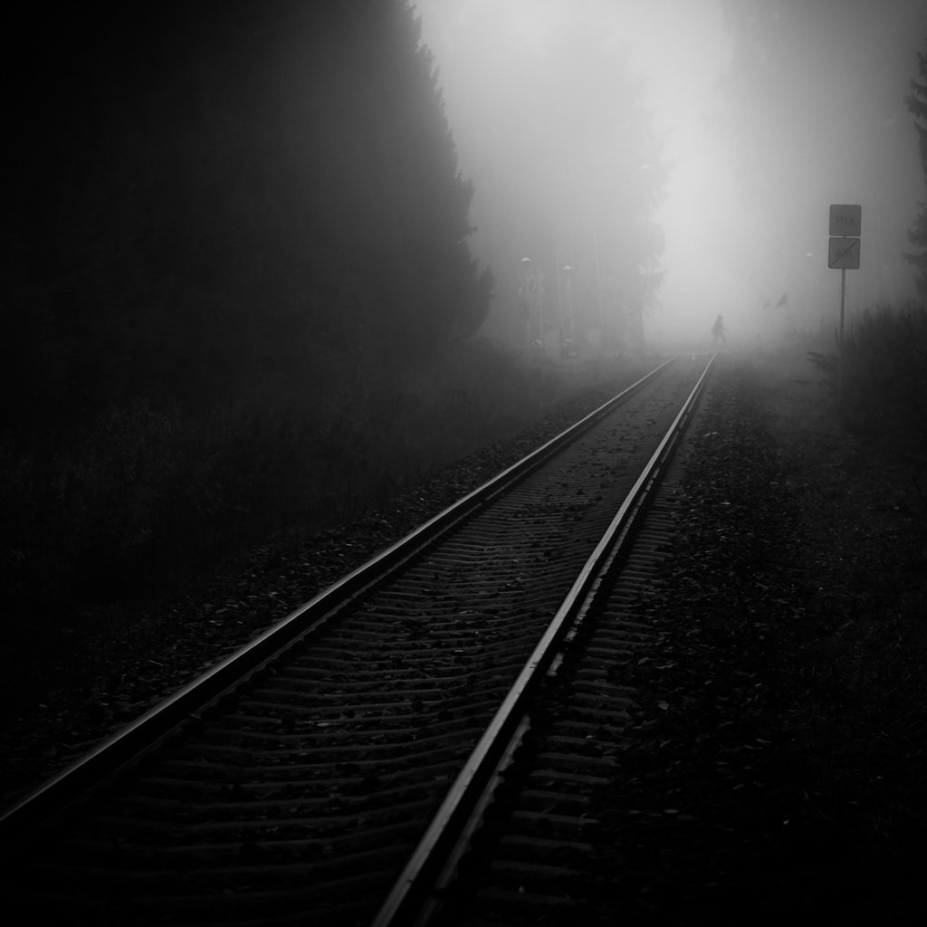 Обои дорога, железная дорога, рельсы, фото, чёрно-белое, road, railroad, rails, photo, black and white разрешение 2048x1365 Загрузить