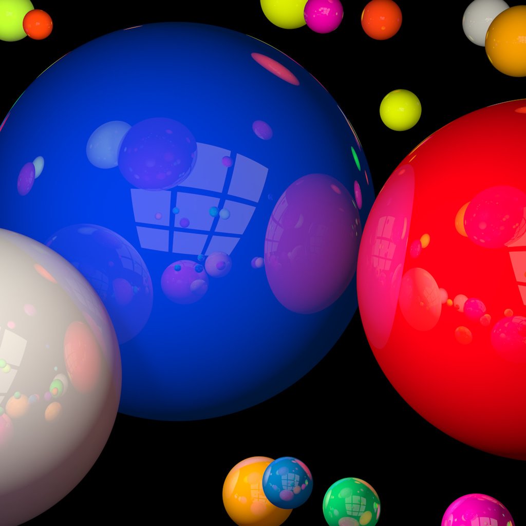 Обои шары, отражение, разноцветные, шарики, цветные, яркие, 3д, balls, reflection, colorful, colored, bright, 3d разрешение 1920x1080 Загрузить