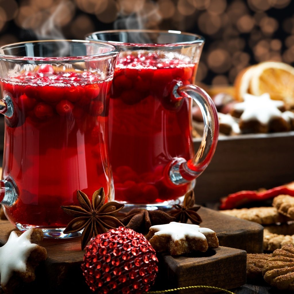 Обои напиток, печенье, специи, глинтвейн, клюква, drink, cookies, spices, mulled wine, cranberry разрешение 2048x1367 Загрузить