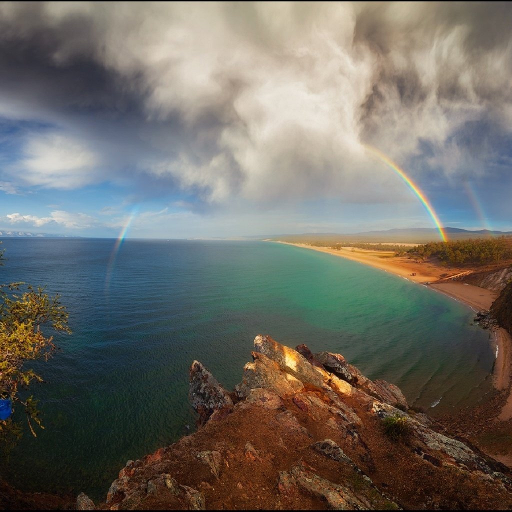 Обои небо, минаев павел, облака, озеро, природа, радуга, остров, байкал, ольхон, the sky, pavel minaev, clouds, lake, nature, rainbow, island, baikal, olkhon разрешение 1920x1123 Загрузить