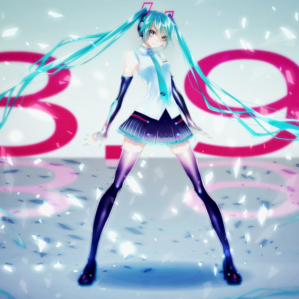 Обои девушка, аниме, вокалоид, twintails, со стоящим, мику хацунэ, aqua hair, girl, anime, vocaloid, standing, hatsune miku разрешение 4500x3000 Загрузить