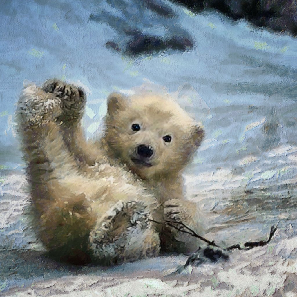 Обои арт, зима, медведь, живопись, медвежонок, art, winter, bear, painting разрешение 2880x1800 Загрузить