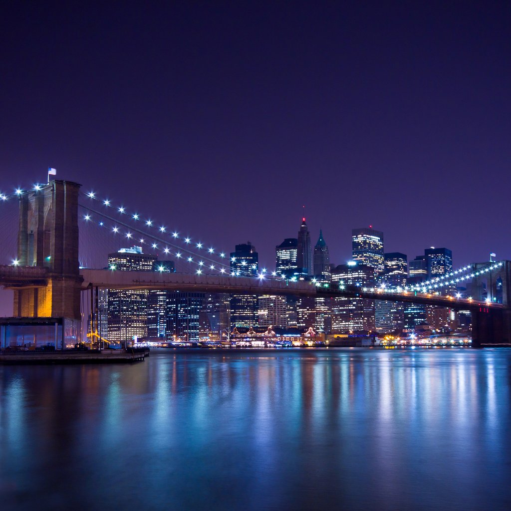 Обои ночь, огни, мост, город, сша, нью-йорк, lisa combs, night, lights, bridge, the city, usa, new york разрешение 3840x2400 Загрузить