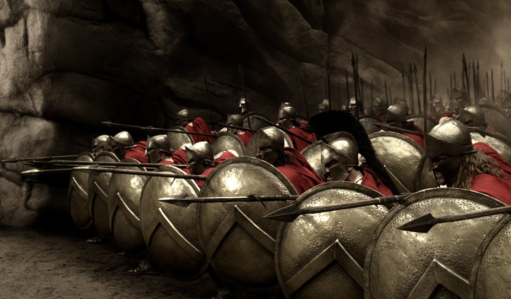 Обои щиты, 300, спартанцы, копья, shields, the spartans, spears разрешение 3100x1618 Загрузить