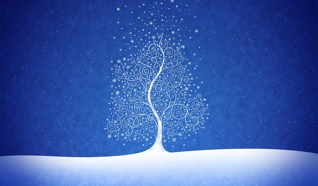 Обои рисунок, снег, дерево, новый год, синий, ри, figure, snow, tree, new year, blue разрешение 2560x1600 Загрузить