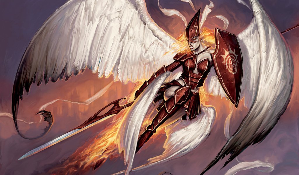 Обои меч, огонь, крылья, firemane angel, matt cavotta, sword, fire, wings разрешение 2560x1600 Загрузить