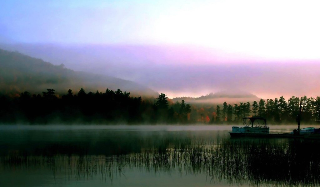 Обои озеро, туман, причал, lake, fog, pier разрешение 1920x1440 Загрузить