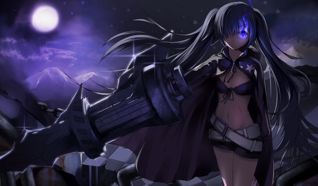 Обои пистолет, неба, black rock shooter, moon, мрачный, gun, sky, dark разрешение 2262x1600 Загрузить