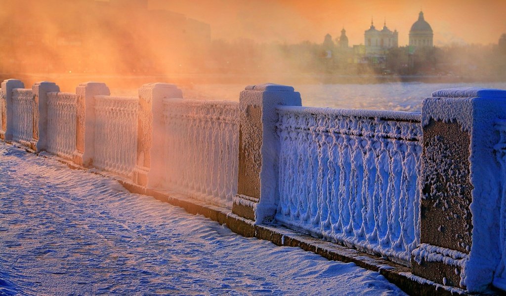 Обои снег, зима, мороз, перила, питер, snow, winter, frost, railings, peter разрешение 1920x1200 Загрузить