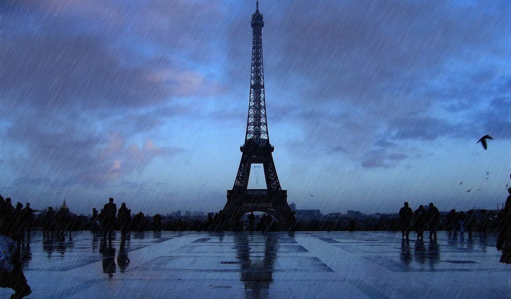Обои дождь, эйфелева башня, rain, eiffel tower разрешение 1920x1200 Загрузить