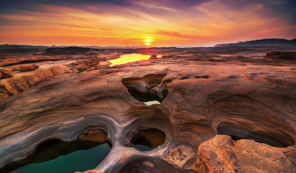 Обои закат, таиланд, sam phan bok, ubon ratchathani province, sunset, thailand разрешение 1920x1200 Загрузить