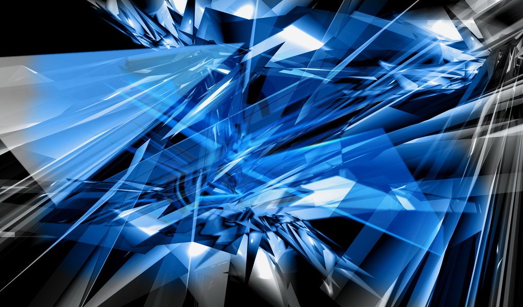 Обои свет, vid, kartinka, абстракция, neobychno, oboi, линии, 3д графика, синий, лучи, тень, осколки, стекло, light, abstraction, line, 3d graphics, blue, rays, shadow, fragments, glass разрешение 1920x1080 Загрузить