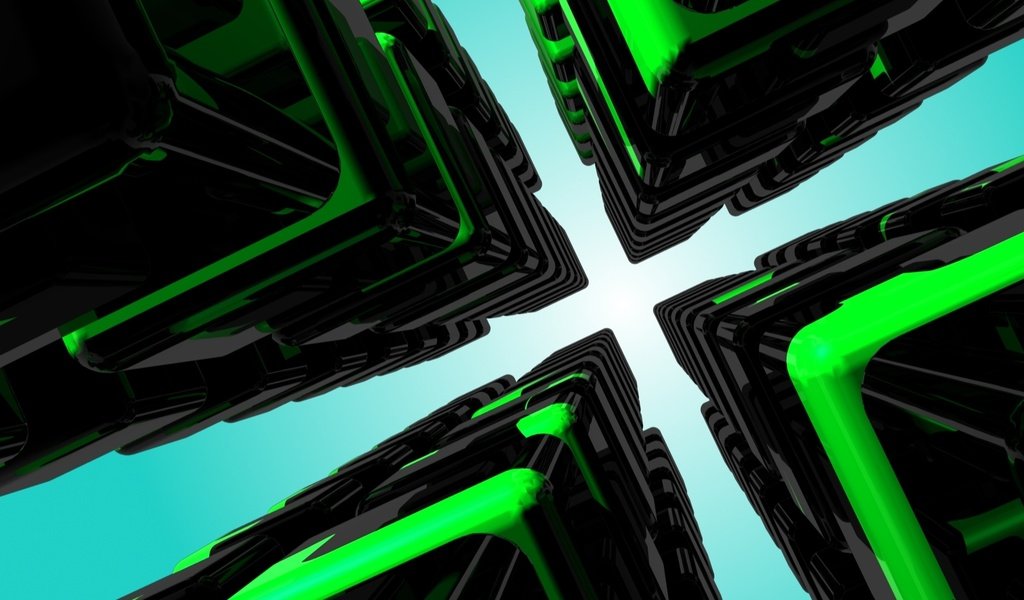 Обои 3d-графика, many green cubes, 3d graphics разрешение 1920x1080 Загрузить