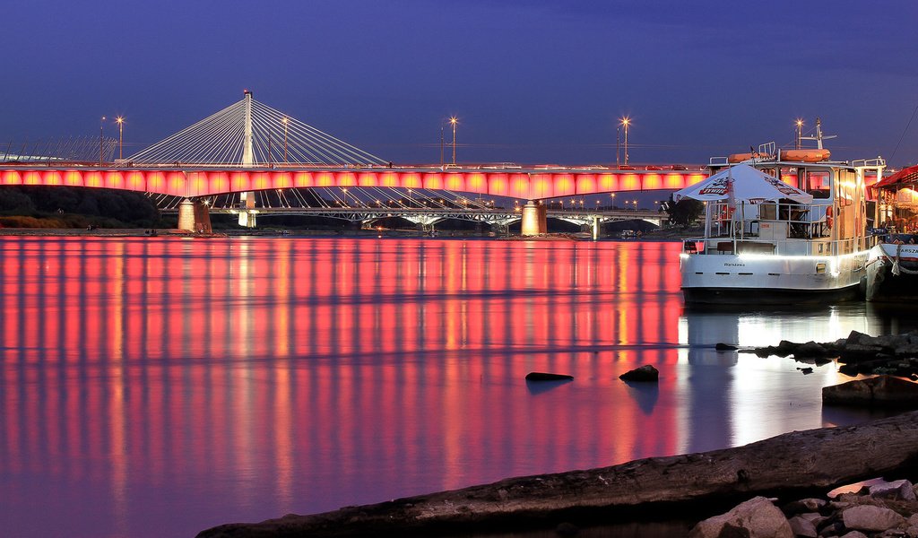 Обои вечер, закат, мост, город, оги, варшава, the evening, sunset, bridge, the city, augie, warsaw разрешение 1920x1200 Загрузить