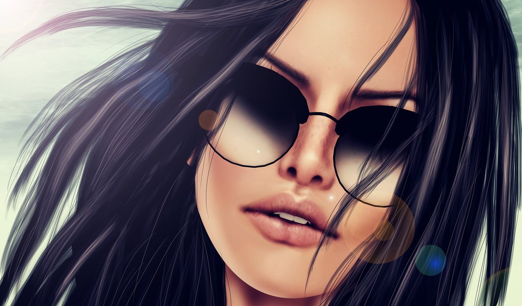 Обои девушка, фон, очки, волосы, губы, лицо, girl, background, glasses, hair, lips, face разрешение 1920x1200 Загрузить