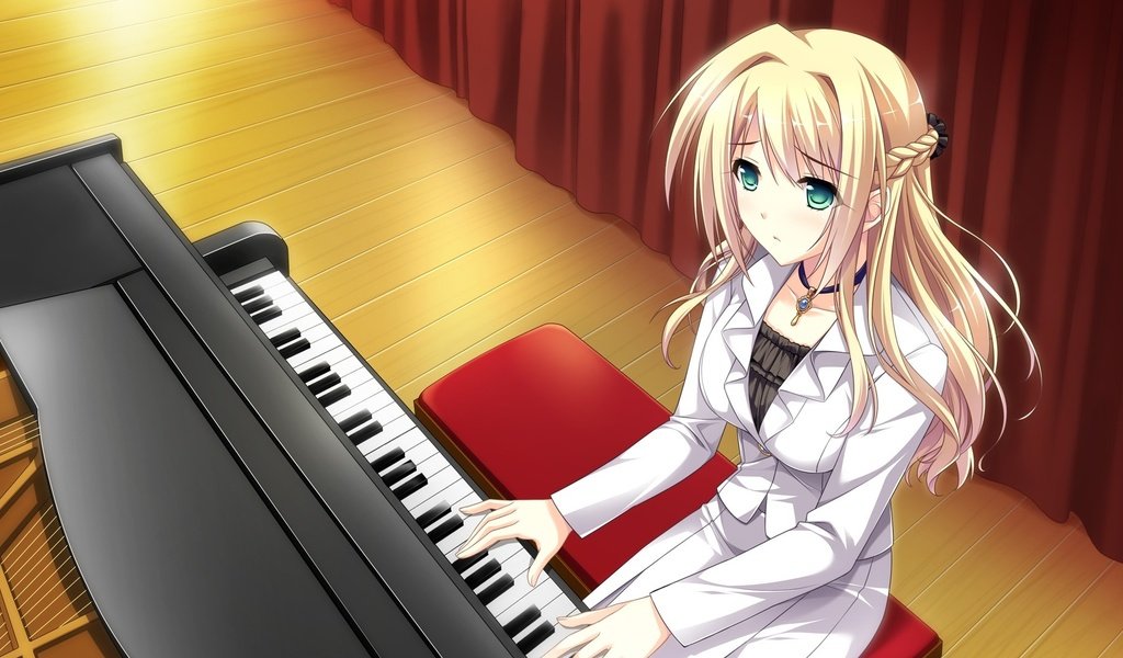 Обои девушка, музыка, пианино, girl, music, piano разрешение 1920x1080 Загрузить