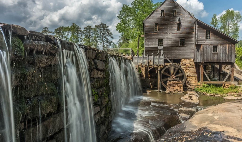 Обои мельница, сша, плотина, северная каролина, greenbrook farms, рейли, mill, usa, dam, north carolina, reilly разрешение 2048x1365 Загрузить