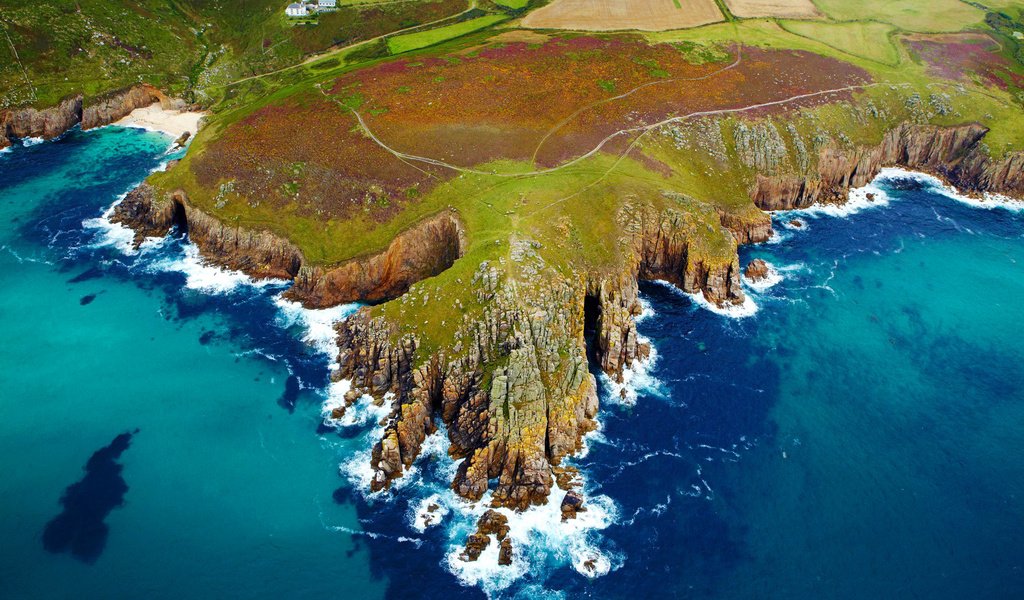 Обои море, побережье, англия, мыс, корнуолл, sea, coast, england, cape, cornwall разрешение 1920x1200 Загрузить