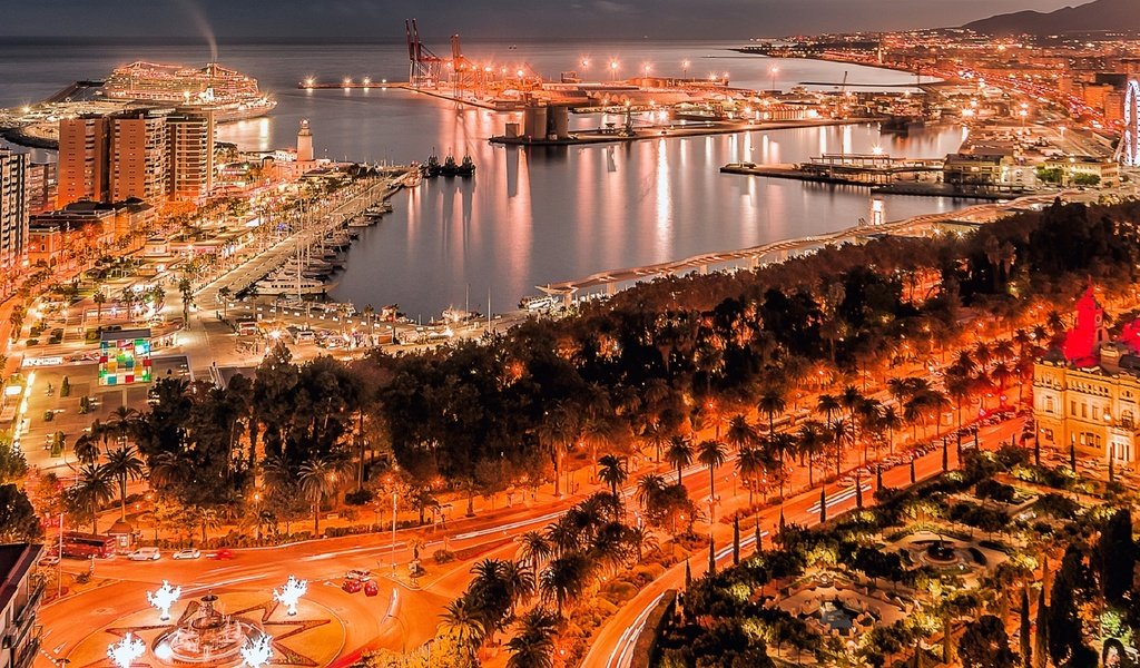 Обои испания, гавань, гавани, андалузия, малага, night malaga, spain, harbour, andalusia, malaga разрешение 1920x1278 Загрузить