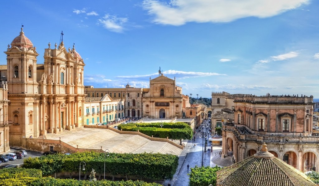 Обои италия, noto, cathedral of noto, кафедральный собор святого николая, roman catholic cathedral in noto in sicily, siracusa, italy, cathedral of st. nicholas разрешение 3000x1818 Загрузить