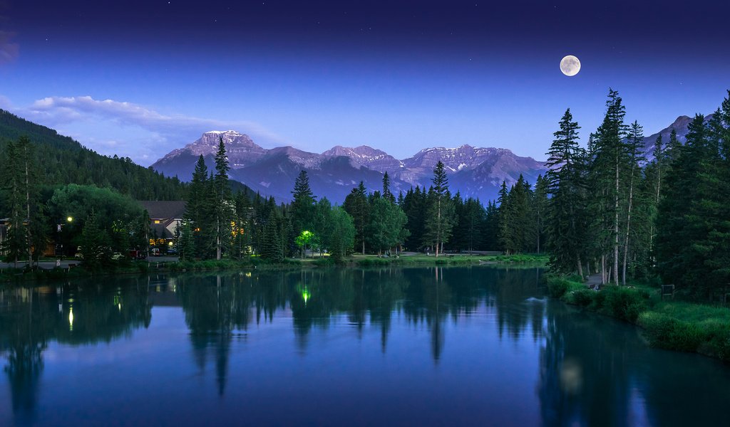 Обои вечер, озеро, горы, природа, лес, the evening, lake, mountains, nature, forest разрешение 1920x1200 Загрузить