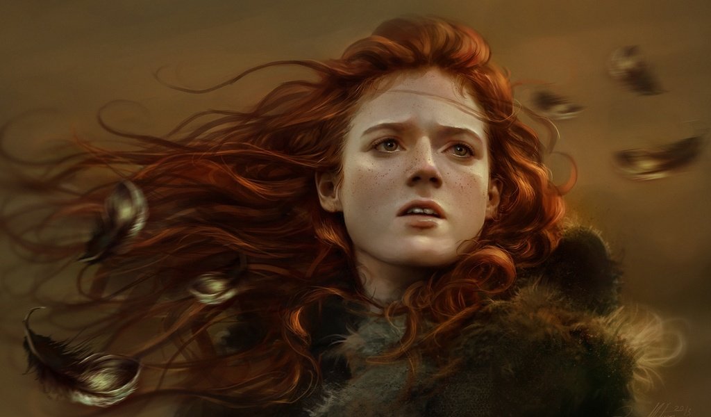 Обои арт, девушка, рыжая, лицо, перья, веснушки, игра престолов, ygritte, art, girl, red, face, feathers, freckles, game of thrones разрешение 1920x1186 Загрузить