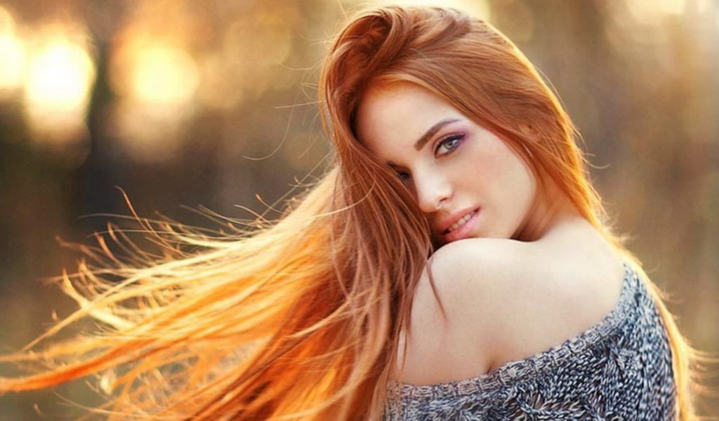 Обои девушка, макияж, рыжая девушка, голые плечи, рыжие волосы, girl, makeup, redhead girl, bare shoulders, red hair разрешение 1920x1080 Загрузить