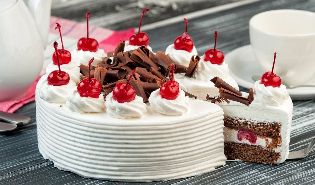 Обои вишня, шоколад, торт, крем, cherry, chocolate, cake, cream разрешение 2000x1318 Загрузить