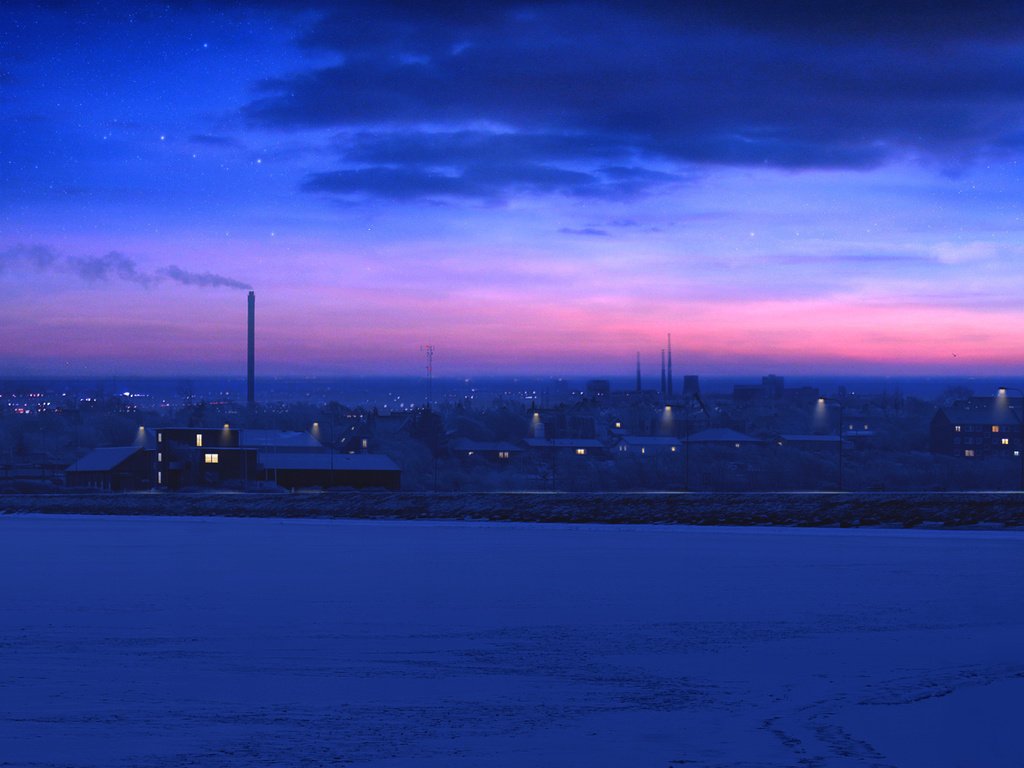 Обои закат, зима, город, sunset, winter, the city разрешение 2732x1024 Загрузить