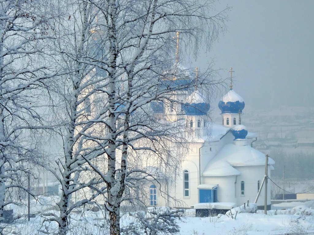 Обои деревья, снег, природа, зима, церковь, trees, snow, nature, winter, church разрешение 3264x2176 Загрузить