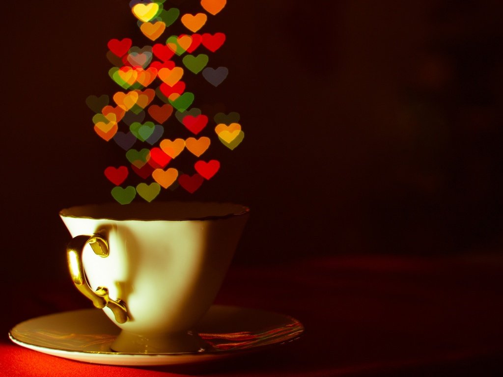 Обои темный фон, блюдце, чашка, чай, сердечки, кубок, the dark background, saucer, cup, tea, hearts разрешение 2880x1926 Загрузить