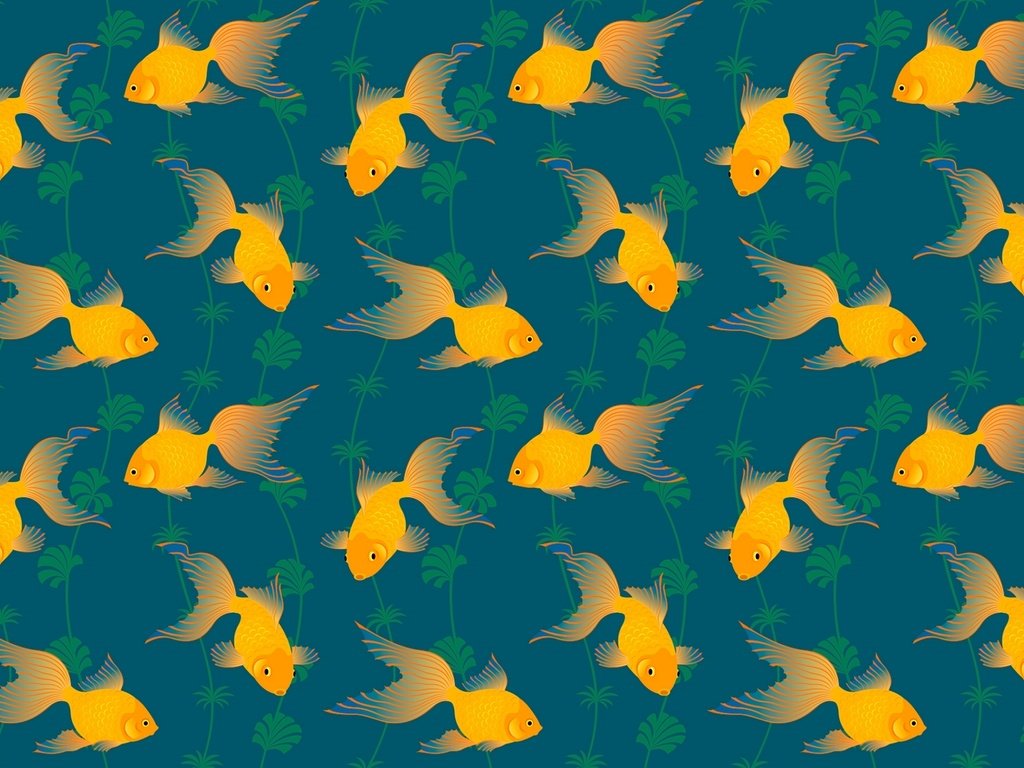 Обои арт, узор, рыбы, золотая рыбка, водоросли, хвост, art, pattern, fish, goldfish, algae, tail разрешение 1920x1280 Загрузить