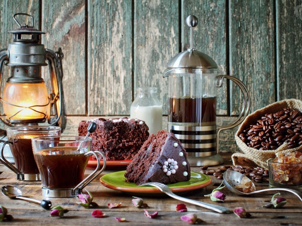 Обои кофе, фонарь, кофейные зерна, торт, натюрморт, изюм, coffee, lantern, coffee beans, cake, still life, raisins разрешение 1920x1280 Загрузить