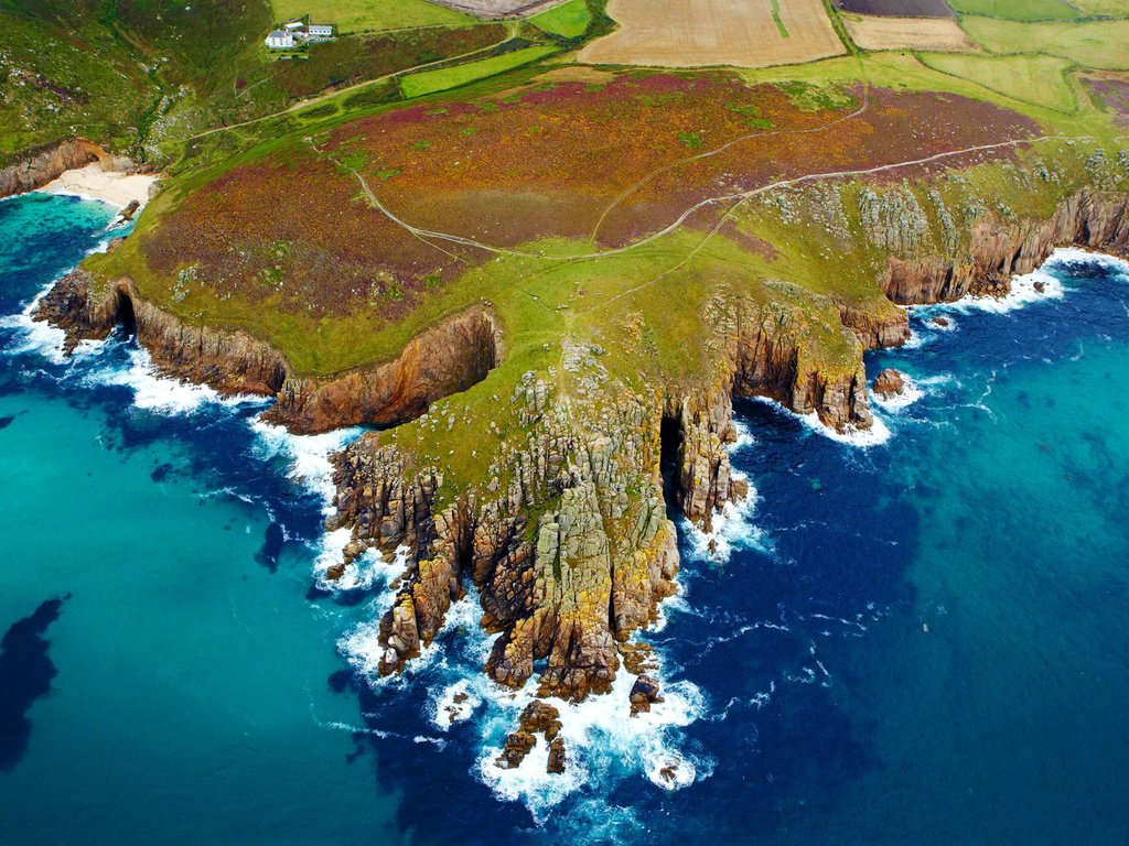 Обои море, побережье, англия, мыс, корнуолл, sea, coast, england, cape, cornwall разрешение 1920x1200 Загрузить