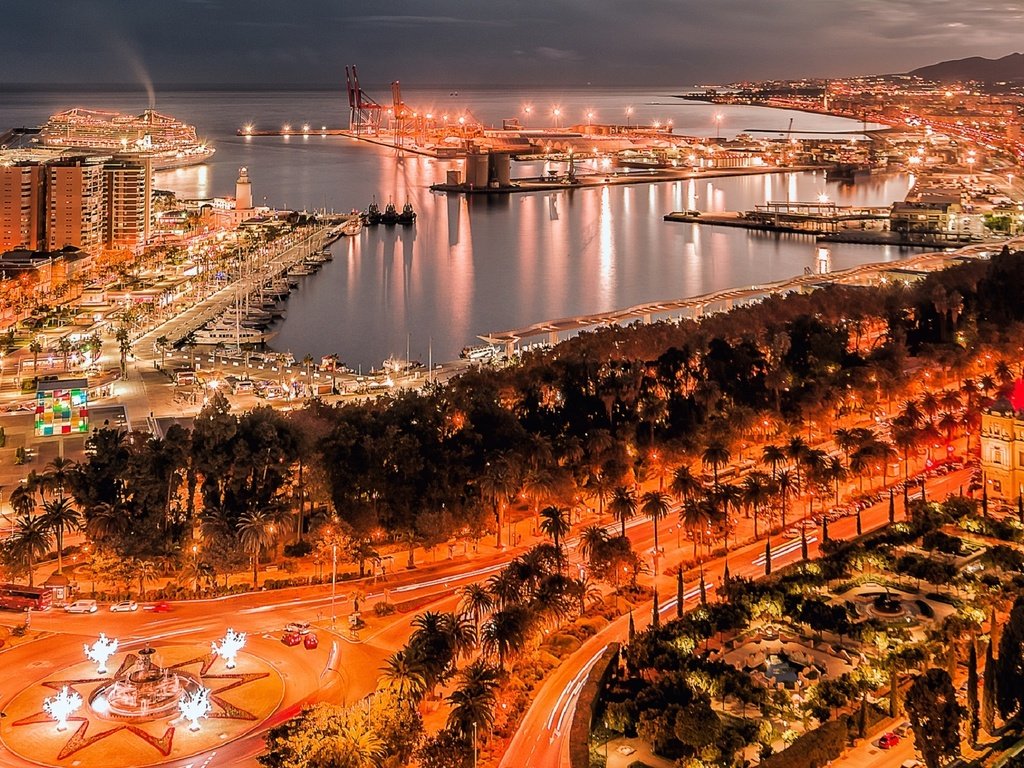 Обои испания, гавань, гавани, андалузия, малага, night malaga, spain, harbour, andalusia, malaga разрешение 1920x1278 Загрузить