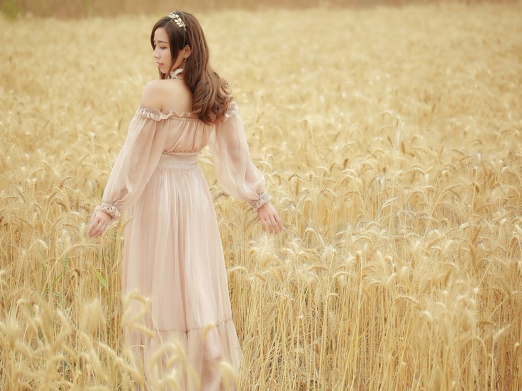 Обои девушка, настроение, поле, лето, колосья, пшеница, азиатка, girl, mood, field, summer, ears, wheat, asian разрешение 2048x1365 Загрузить