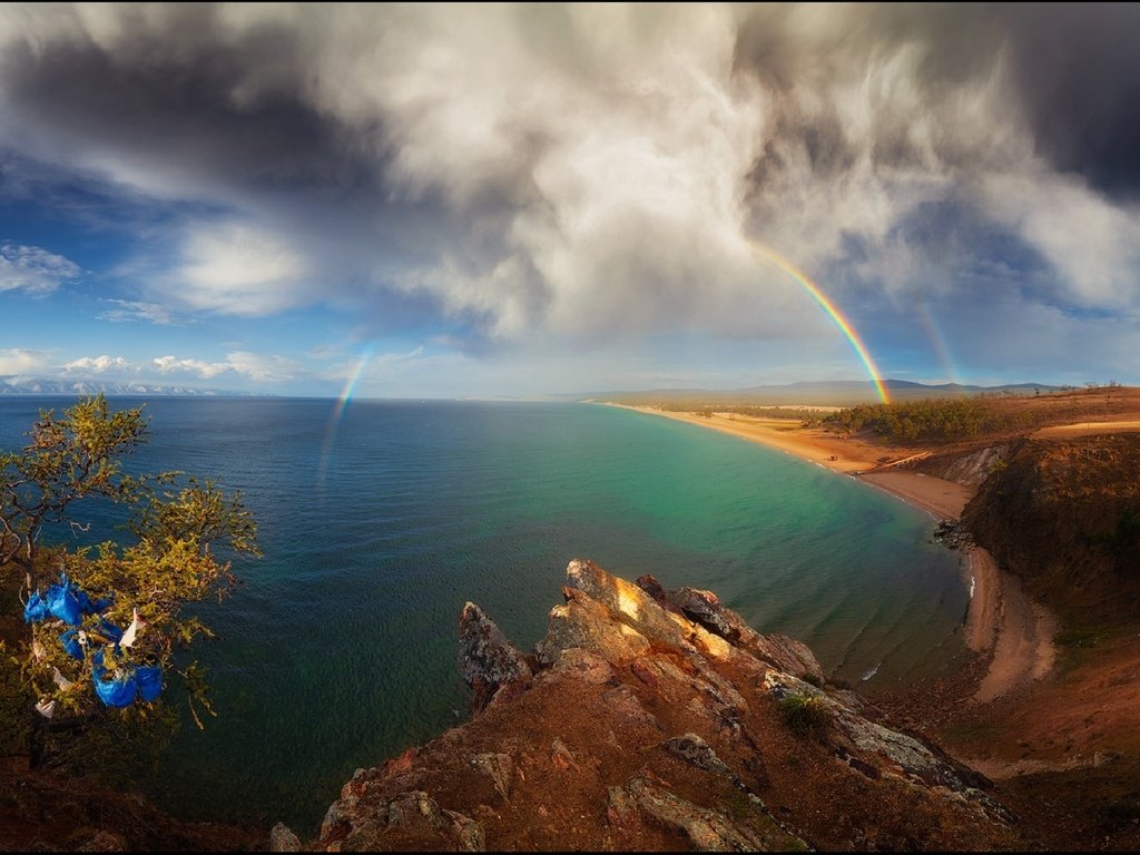 Обои небо, минаев павел, облака, озеро, природа, радуга, остров, байкал, ольхон, the sky, pavel minaev, clouds, lake, nature, rainbow, island, baikal, olkhon разрешение 1920x1123 Загрузить