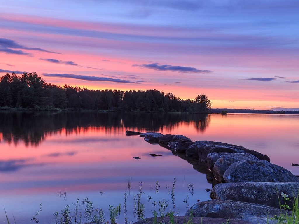 Обои озеро, закат, пейзаж, lake, sunset, landscape разрешение 3840x2160 Загрузить