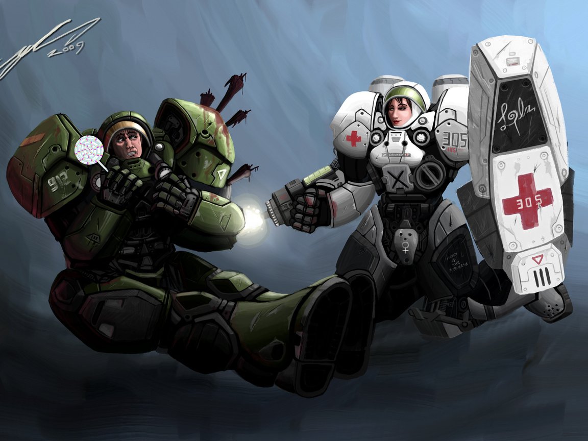 Обои медик, marine, старкрафт, medic, starcraft разрешение 5100x3300 Загрузить