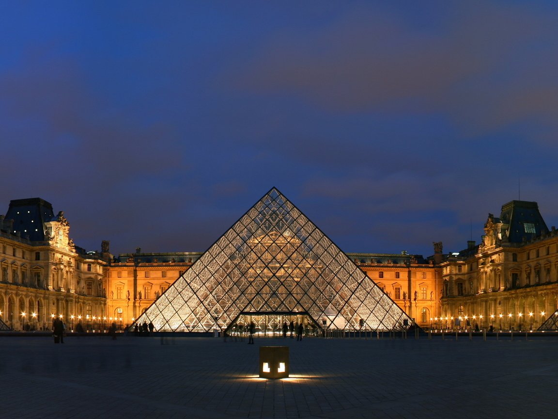 Обои париж, пирамида, лувр, paris, pyramid, the louvre разрешение 3048x1209 Загрузить