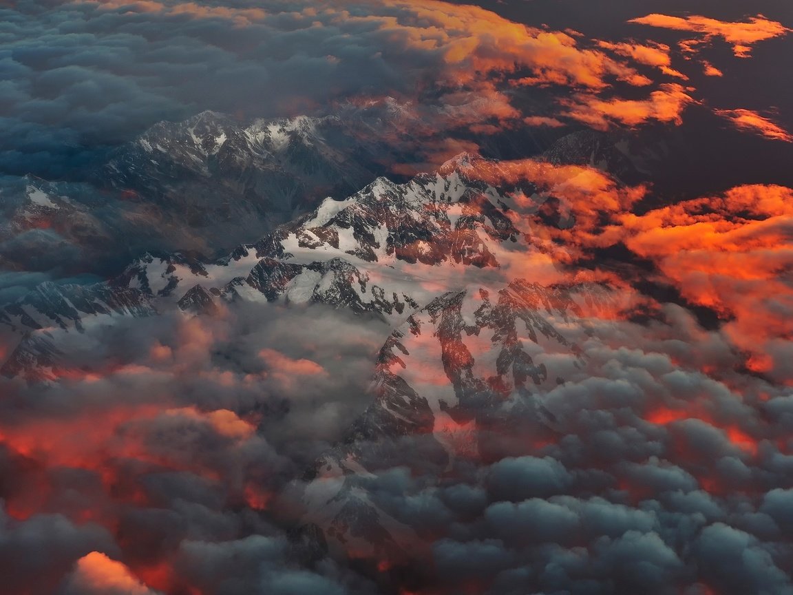 Обои облака, горы, утро, новая зеландия, остров южный, южные альпы, clouds, mountains, morning, new zealand, south island, southern alps разрешение 2048x1363 Загрузить