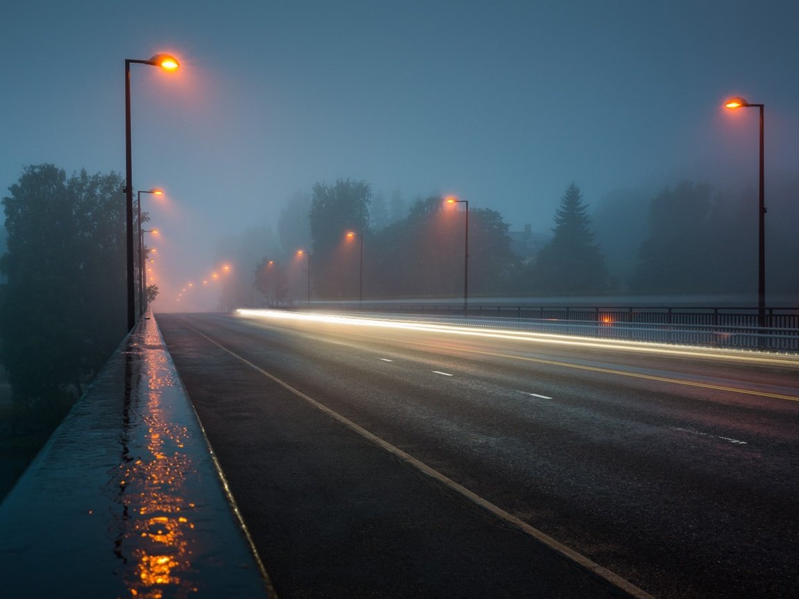 Обои дорога, ночь, фонари, road, night, lights разрешение 1920x1200 Загрузить